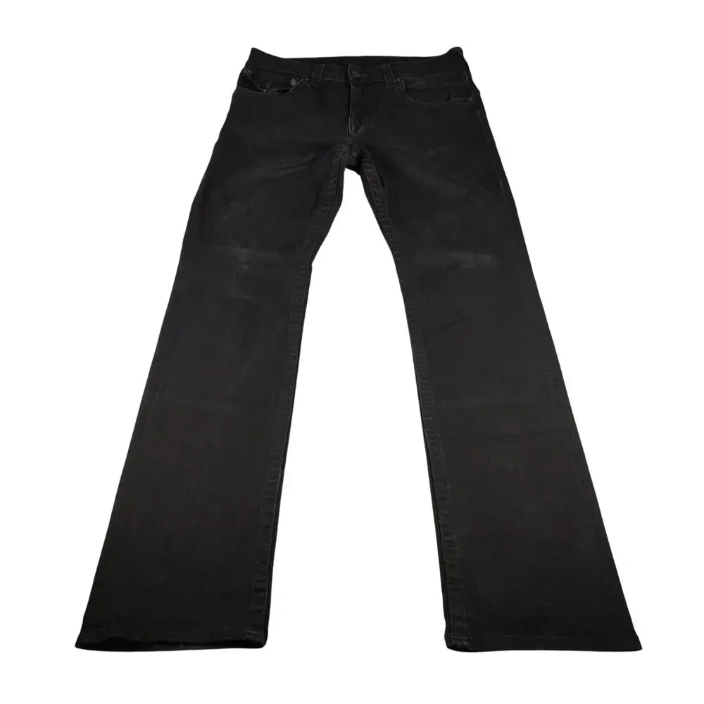True Religion Mens Ricky Jean 34x33 Straight Flap SN Black
